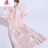 艳如飞戚薇改良新式旗袍春夏季新款复古中国风风短款年轻少女连衣裙可爱连衣裙