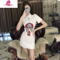 艳如飞旗袍年轻款 少女改良版夏季小个子包臀短裙时尚修身显瘦连衣裙潮连衣裙