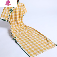 艳如飞戚薇旗袍改良版连衣裙中国风夏季新款中长格子年轻款少女日常可穿连衣裙