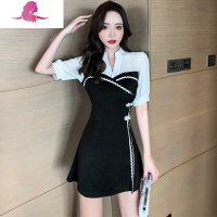 艳如飞足浴店带短裤旗袍桑拿连衣裙显瘦推油技师工作服女足疗性感工装裙连衣裙