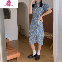 艳如飞改良旗袍连衣裙小个子中长款复古少女年轻款雏菊碎花裙子连衣裙