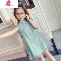 艳如飞女童旗袍连衣裙儿童夏季无袖背心纱裙小女孩超洋气薄款7公主裙子6连衣裙