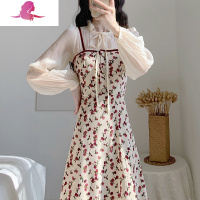 艳如飞连衣裙女春装新款减龄显瘦气质法式洋气套装裙两件套内搭碎花裙子连衣裙