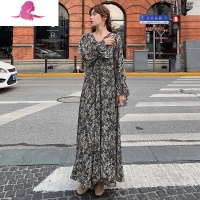 艳如飞长款连衣裙子及踝超长裙175高个子女装170气质春秋季女生穿搭拖地连衣裙