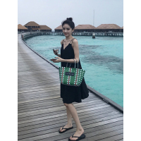 艳如飞海南三亚沙滩裙休闲连衣裙宽松矮个子仙女遮肚减龄海边度假吊带裙连衣裙