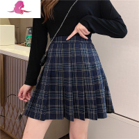艳如飞jk格纹百褶裙短裙女大码胖mm松紧高腰格子半身裙防走光短裙裤春夏休闲裤