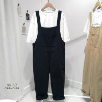 艳如飞复古日系学生bf工装背带裤女九分直筒哈伦裤韩版宽松休闲森女系潮休闲裤