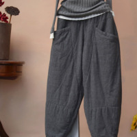 艳如飞2020冬季新款复古文艺夹棉长裤哈伦裤萝卜裤加厚棉裤休闲灯笼裤女休闲裤