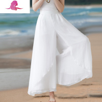 艳如飞南歌子 文艺仙女复古雪纺阔腿裙裤国风旅拍瑜伽禅意高腰舞蹈长裤休闲裤