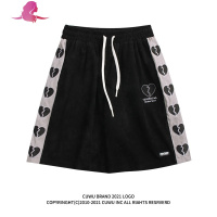 艳如飞cuwu夏季潮牌个性刺绣拼色运动五分裤女嘻哈宽松百搭休闲五分短裤休闲裤