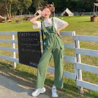 艳如飞工装闺蜜背带裤女夏季韩版宽松显瘦学生高腰九分连体阔腿裤两件套休闲裤