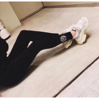 艳如飞香港潮牌黑色打底裤女外穿马蹄花打底裤春秋薄款显瘦百搭紧身裤女休闲裤