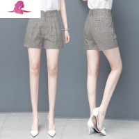 艳如飞短裤2020年新款女夏宽松女士外穿四分西装格子五分裤休闲夏季薄款休闲裤