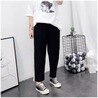 艳如飞2020夏季大码女装胖mm宽松阔腿裤侧边拼色雪纺烟管裤百搭休闲裤