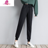艳如飞大码春装新款女高个子加长裤高腰显瘦哈伦裤胖MM学生休闲运动卫裤休闲裤