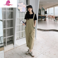 艳如飞背带裤女春秋韩版宽松2020新款时尚洋气减龄休闲显瘦复古港味学生休闲裤