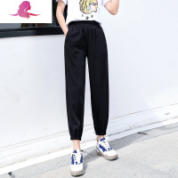 艳如飞冰丝灯笼裤子女宽松夏季薄款九分运动休闲裤束脚雪纺哈伦阔腿女裤