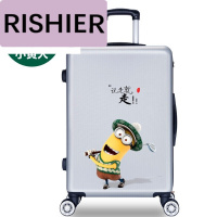 日示儿青少年时尚潮流卡通铝合金拉杆密码行李箱男女士学生韩版小清新万向轮旅游拖箱款手拉托运双拉链登机箱子QA