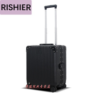 日示儿官方旗舰店同款18寸拉杆箱便携万向轮行李箱铝框登机旅行儿童箱包 黑色 18寸