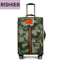 日示儿定制迷彩拉杆箱彩带行李箱万向轮牛津布入退伍24寸军绿布箱wfl 迷彩