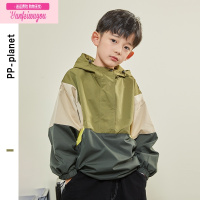 七斓PP星球秋季童装新款潮男童韩版中大童连帽冲锋衣夹克儿童时尚外套