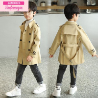 七斓男童外套风衣2022新款秋冬装8岁儿童9中长款10英伦风冬季夹棉大衣