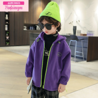 七斓男童摇粒绒外套春秋装2022新款童装儿童洋气连帽开衫上衣厚中大童