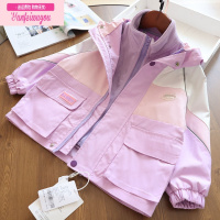 七斓两件套|女童深秋初冬拼接连帽防风衣外套儿童摇粒绒可脱卸冲锋衣