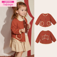 七斓Amila儿童装欧美风开衫2022春秋季新款女童宝宝长袖外套复古上衣