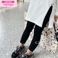 七斓女童外穿打底裤薄款2022春秋儿童笑脸长裤宝宝弹力修身裤子潮