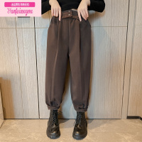 七斓女童裤子春秋款女大童灯笼裤秋季网红炸街宽松秋装儿童毛呢哈伦裤