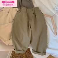 七斓222秋装斜门襟韩版新款男童女童休闲裤小孩宝宝洋气米色长裤子潮