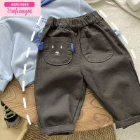 七斓童装男童裤子2022春秋新款儿童休闲长裤小宝宝可爱耐脏直筒裤