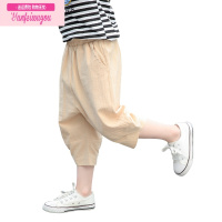 七斓男童七分裤夏装裤子亚麻男孩大童短裤宽松儿童童装棉麻休闲哈伦裤