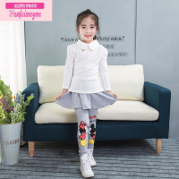 七斓2020女童裙裤打底裤春秋宝宝假两件裤裙春季裤子女孩儿童长裤