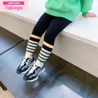 七斓女童打底裤2022新款秋冬装外穿洋气条纹毛线裤子儿童加绒加厚长裤
