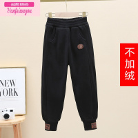 七斓女童加绒加厚裤子秋装外穿一体绒棉裤男童宝宝春秋洋气运动卫裤潮