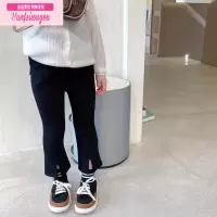 七斓女童喇叭裤春装儿童洋气高腰开叉长裤宝宝春秋装休闲裤子童装
