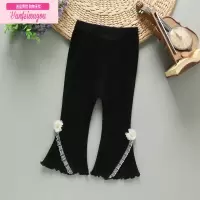 七斓女童打底裤春秋2022新款儿童喇叭裤子春季时髦中小童网红修身长裤