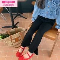 七斓儿童开叉喇叭裤2022秋季新款女童韩版修身高弹力洋气长裤子