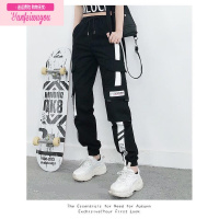 七斓女童工装裤2022夏季薄款裤子中大童网红炸街春秋黑色运动裤休闲裤