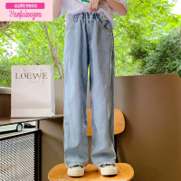 七斓女童牛仔裤春秋季裤子2022新款中大童直筒裤儿童洋气阔腿裤秋装潮