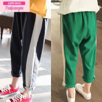 七斓女童薄款裤子夏装2022新款韩版中大童洋气宽松运动裤长裤亲子装潮