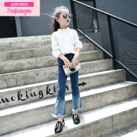 七斓女童牛仔喇叭裤2022秋装新款时尚渐变弹力紧身儿童装女孩修身裤子