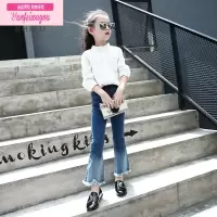 七斓女童牛仔喇叭裤2022秋装新款时尚渐变弹力紧身儿童装女孩修身裤子