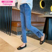 七斓女童弹力牛仔裤春秋2022新款潮儿童时髦修身长裤子女孩喇叭裤洋气