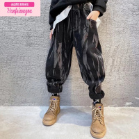 七斓男童潮流裤子2022秋装新款男孩个性扎染牛仔裤时髦帅气松紧腰宽松