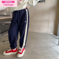 七斓菲菲的衣柜女童休闲裤2022春秋新款中大童洋气撞色宽松束脚裤子潮