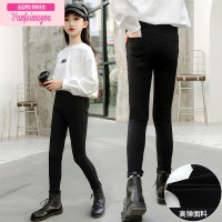 七斓女童裤子春秋款2022新款儿童打底裤女大童女孩秋季黑色紧身牛仔裤