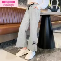 七斓女童春秋阔腿运动喇叭裤外穿宽松儿童裤子中大童秋季休闲长裤